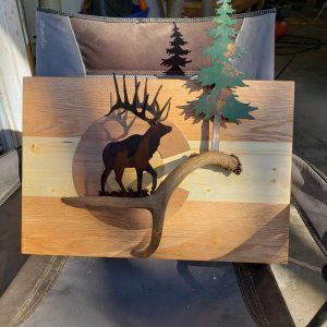 Mixed Hardwood/Antler/Steel Elk Scene